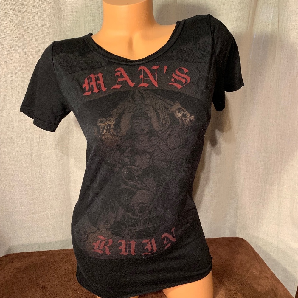 Man’s Ruin burnout fitted rock n’ roll tee